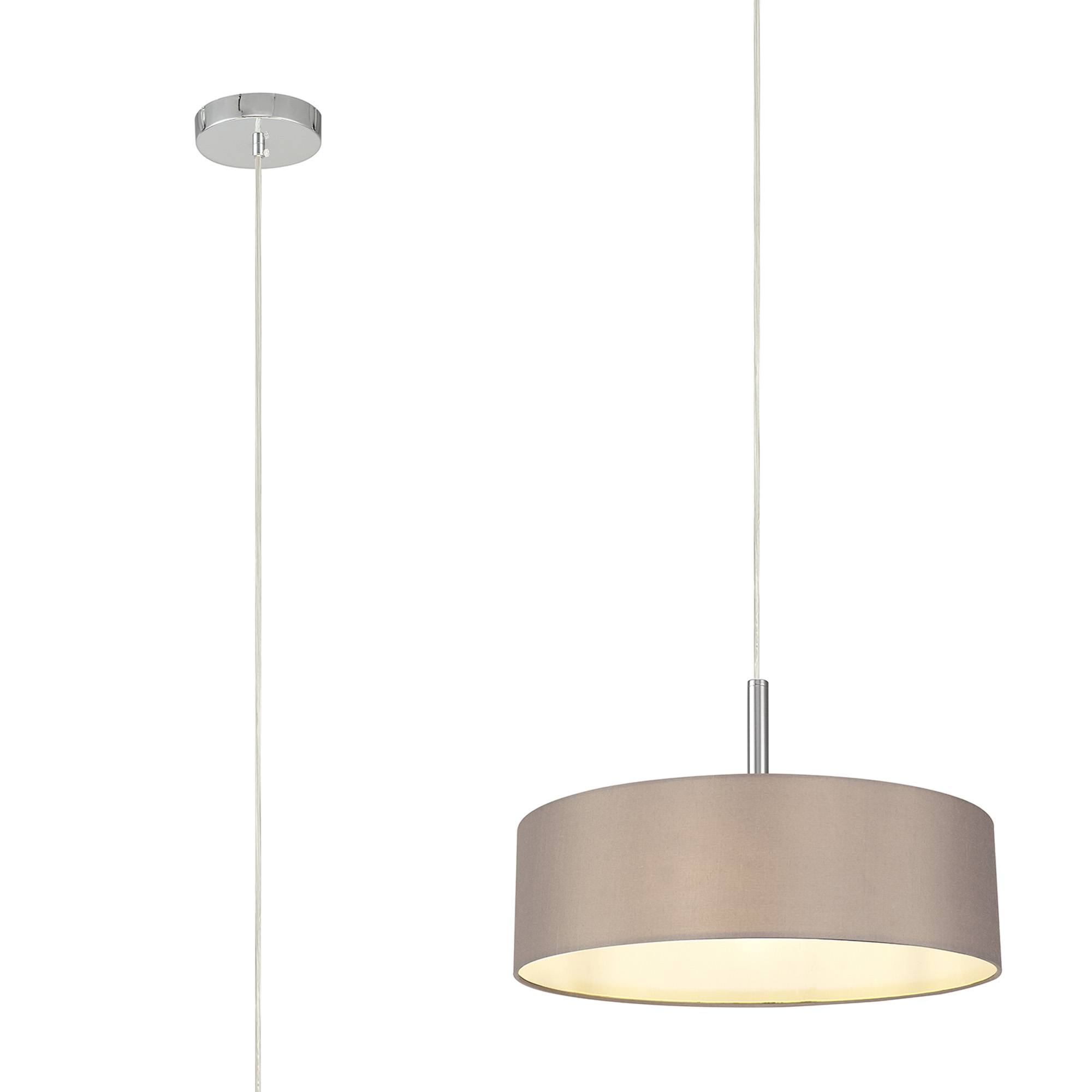 DK0732  Baymont 45cm 5 Light Pendant Polished Chrome, Grey/White